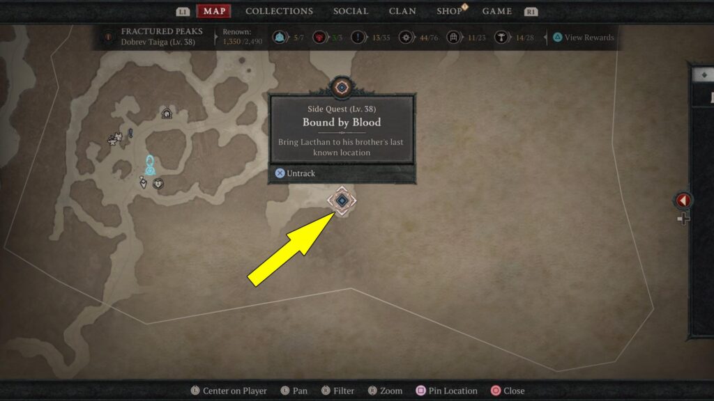 To find Lacthan’s Brother in Diablo 4 travel east of Margrave.