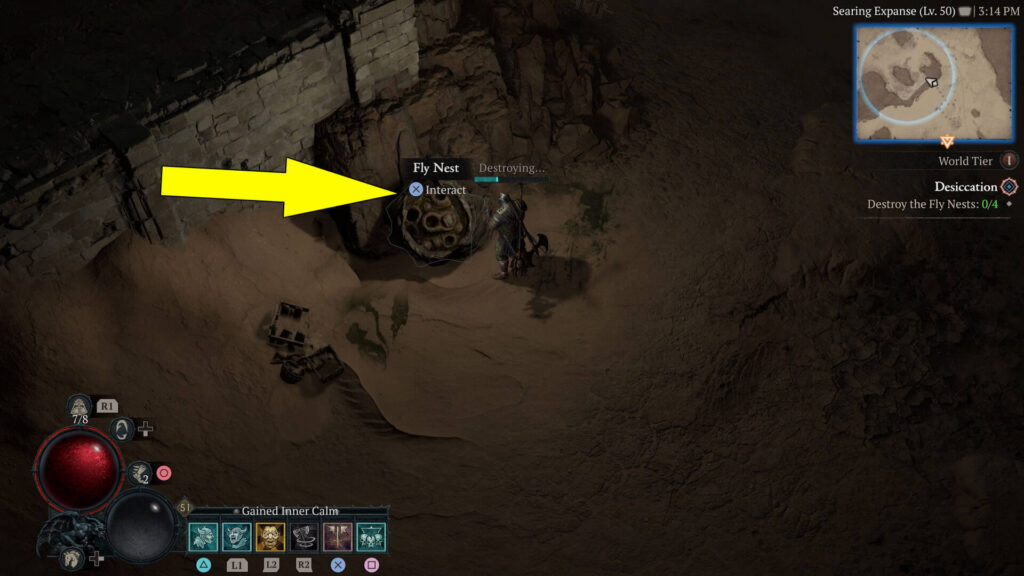 Destroy the four Fly Nests in the quest's search area in Searing Expanse