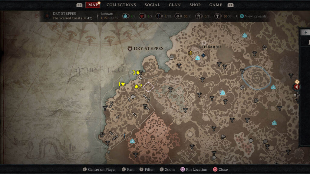 Trail Markers and Strange Scroll locations map