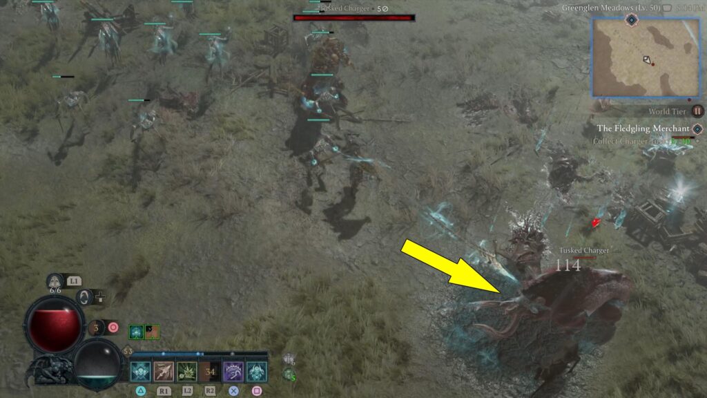You can find Charger Tusks by killing Tusked Chargers south of Cerrigar.