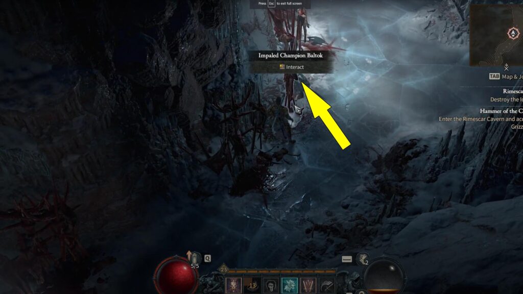 To get the Diablo 4 Grizzly Maul look for the Impaled Champion Baltok