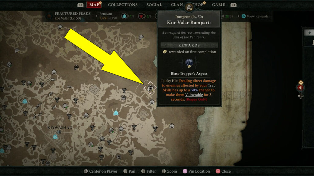 Diablo 4 Kor Valar Ramparts Dungeon in Fractured Peaks