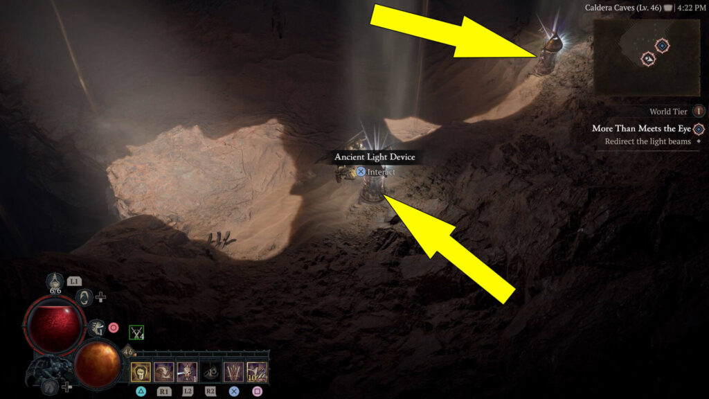 Interact with the two Ancient Light Devices in the dungeon to redirect the light beams