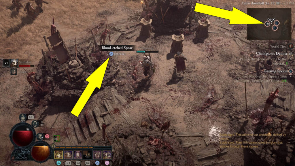 The Blood-Etched Spears are located in Champion's Demise dungeon