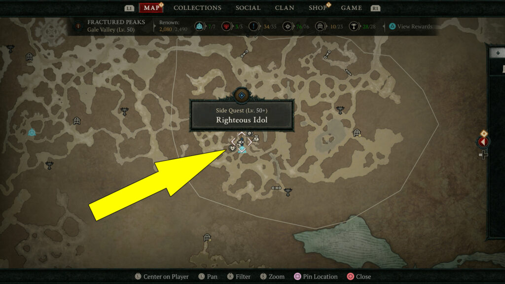 Diablo 4 Righteous Idol in Fractured Peaks