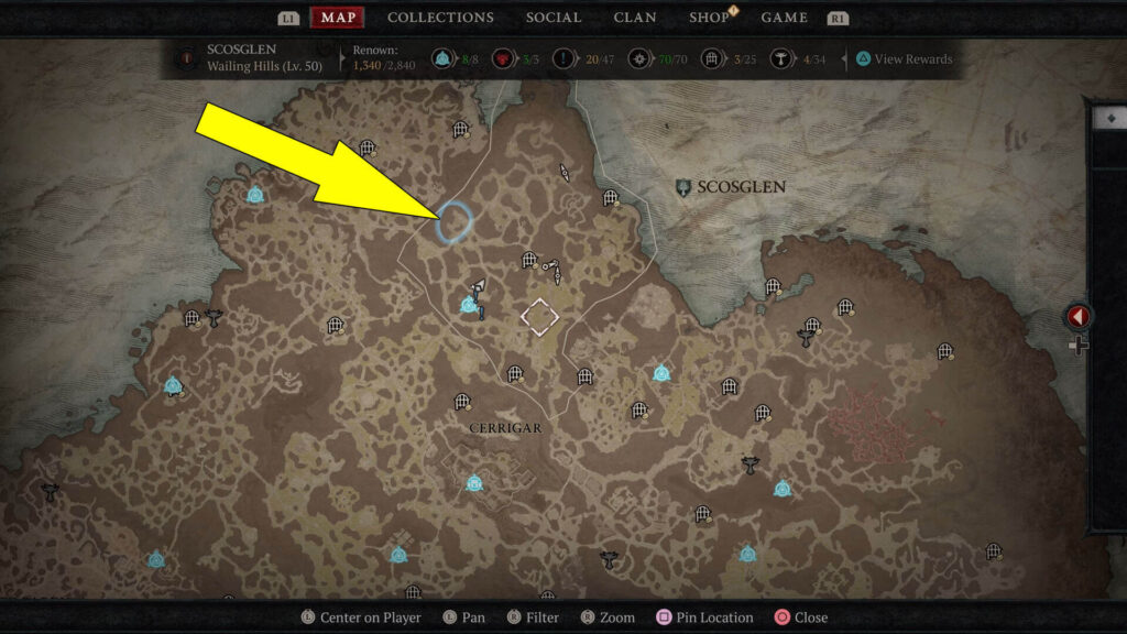 Darcel is located on the west side of the Wailing Hills area