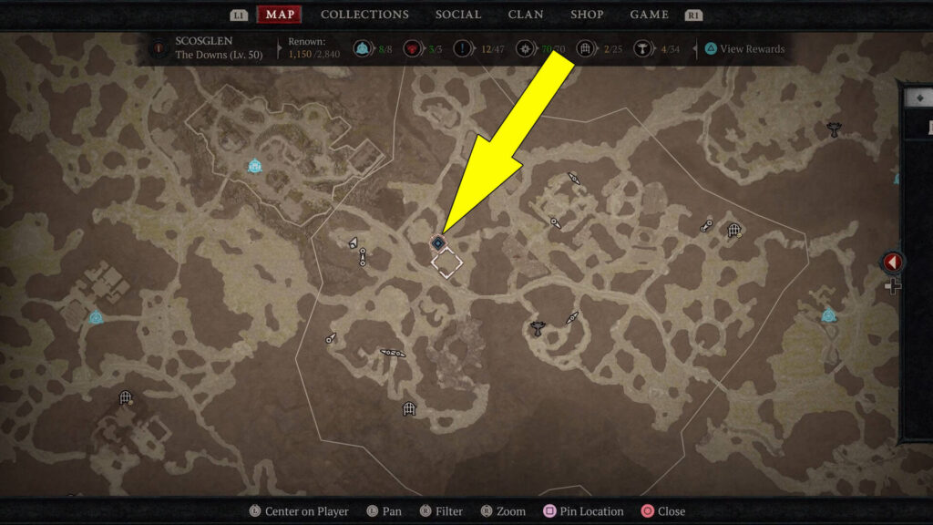 Location of The Harrowfields blood ritual