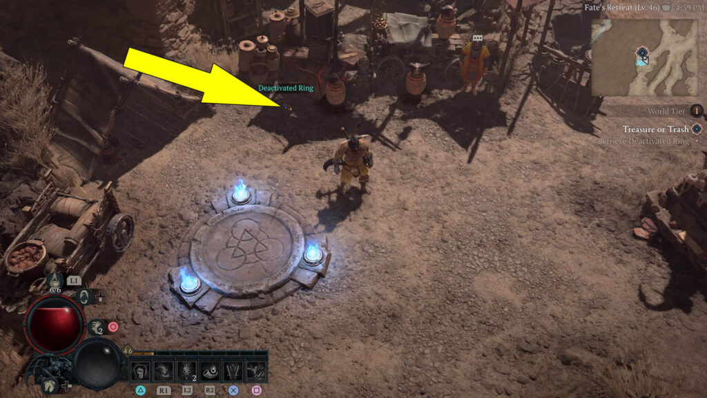 Deactivated Ring is found in a box next to Fate's Retreat Waypoint