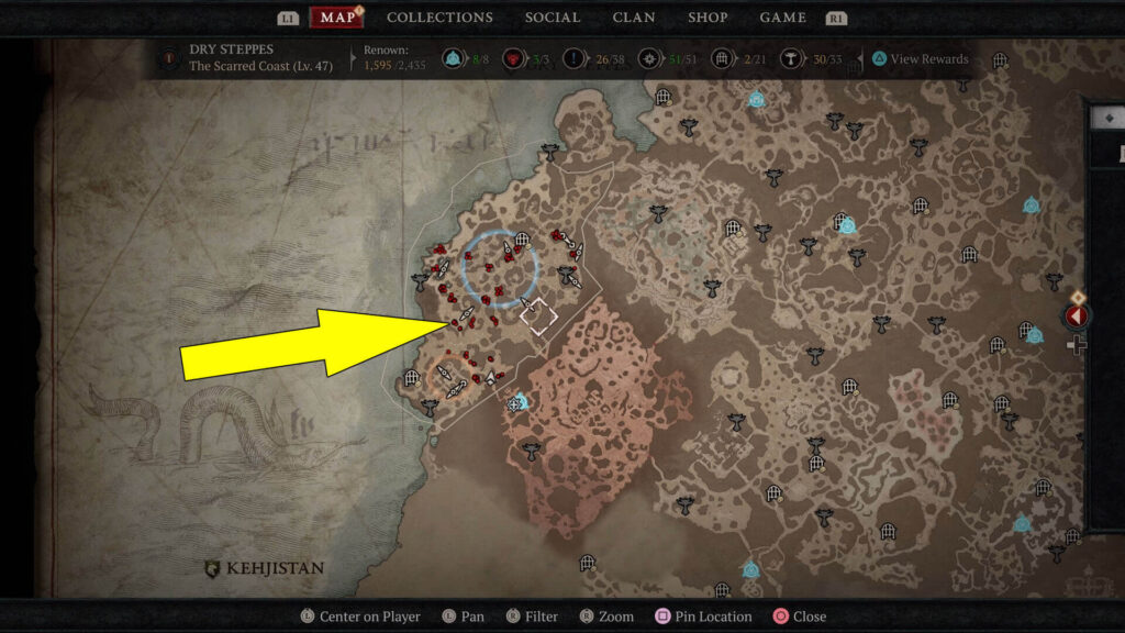 The zombies are found along the Scarred Coast area