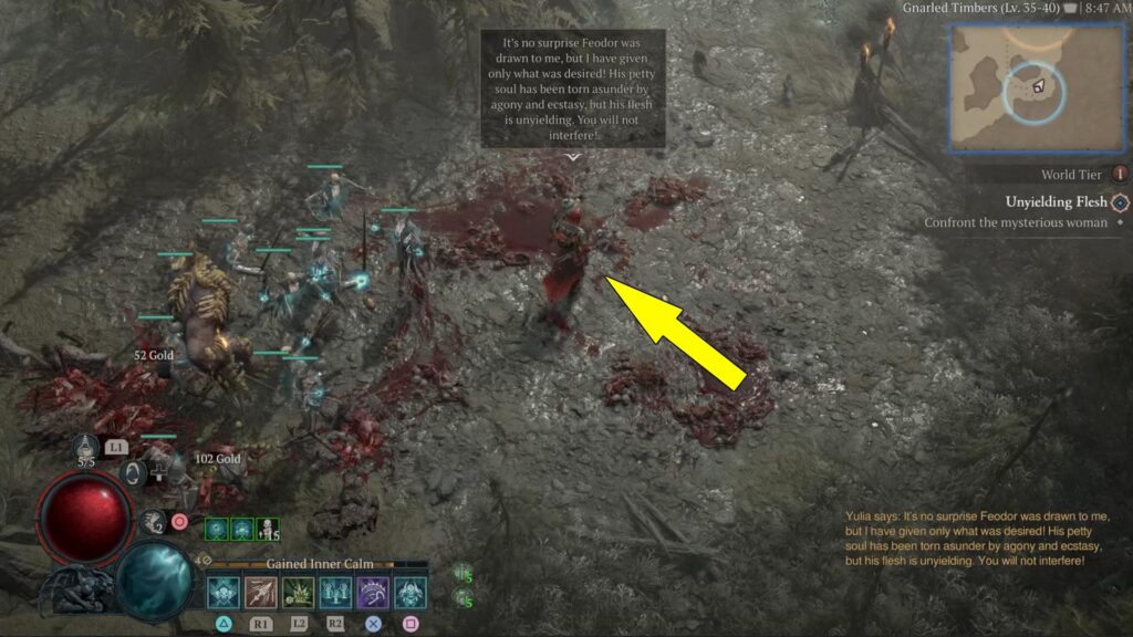 The Mysterious Woman is found in a clearing east of Feodor