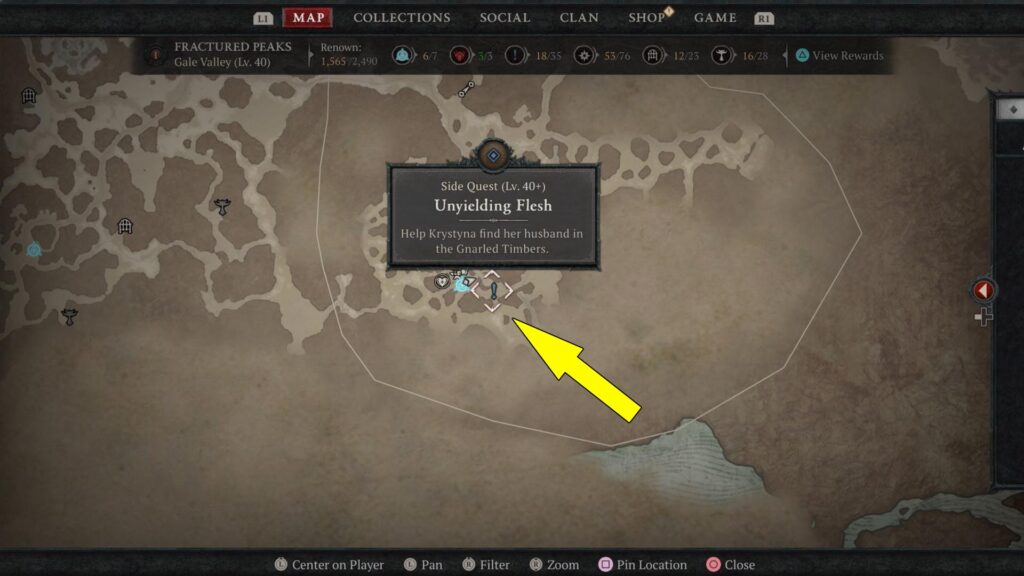 Diablo 4 Unyielding Flesh becomes available in Yelesna the southeastern Fractured Peaks village.