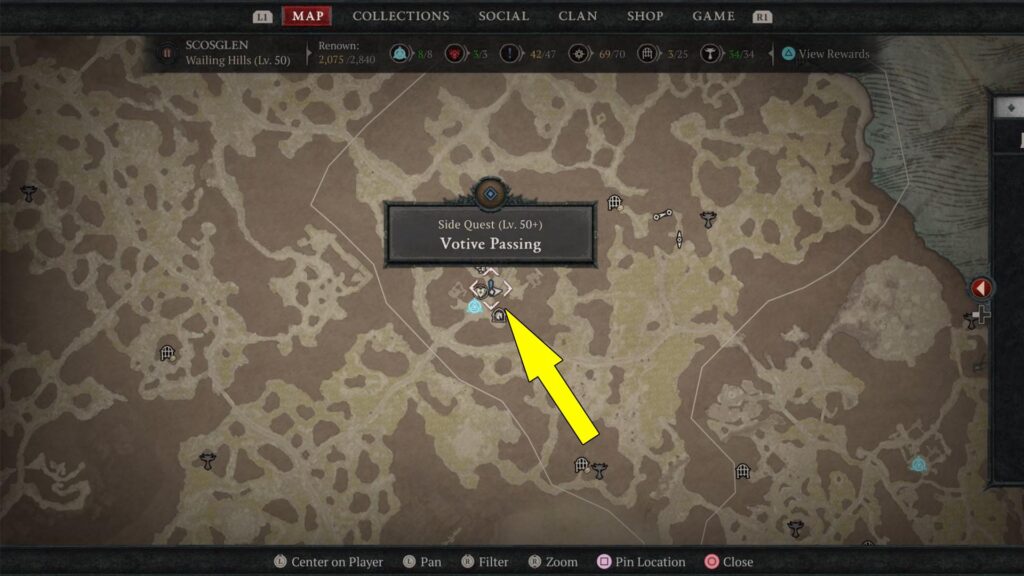 To start the Diablo 4 Votive Passing side quest, complete the Parting Embers main quest and talk to Chieftain Asgail.