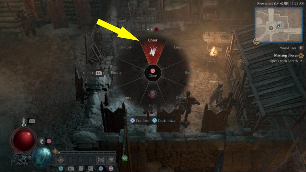 Praise the training guards using the Cheer Emote to complete the Raising Spirits quest in Diablo IV