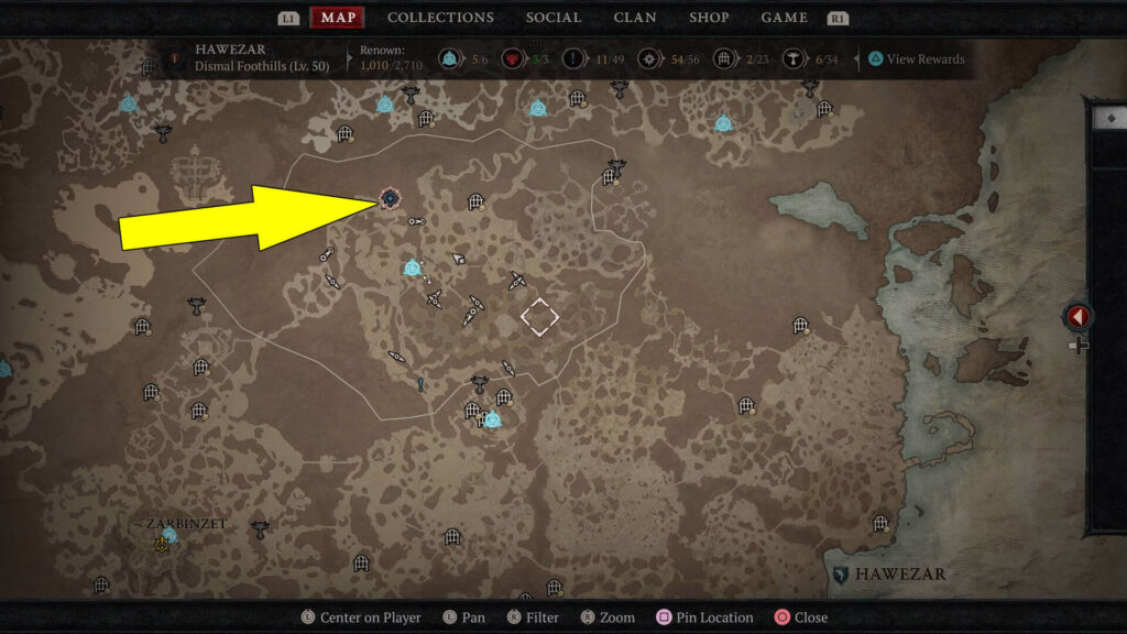 Light's Refuge dungeon is located on the northwestern side of the Dismal Foothills area