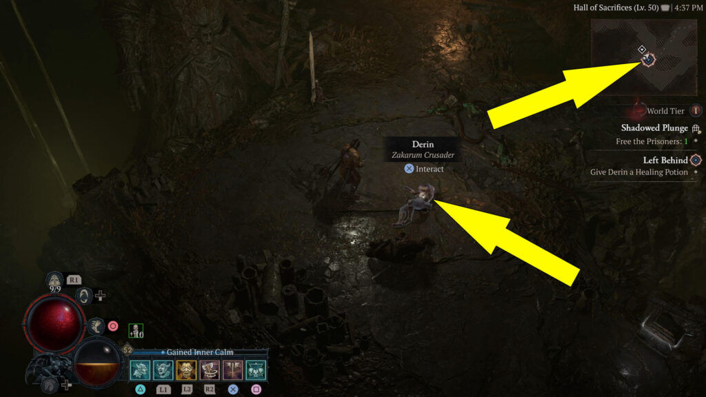 Derin's remains are found in the Shadowed Plunge dungeon