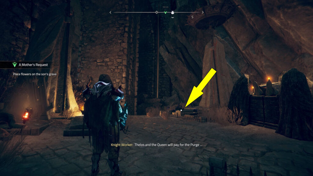 The Son’s Grave is found at the base of a stone statue.