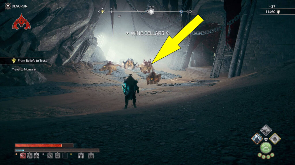 The Elite Foe is found inside a giant building with big red curtains covering its entrance