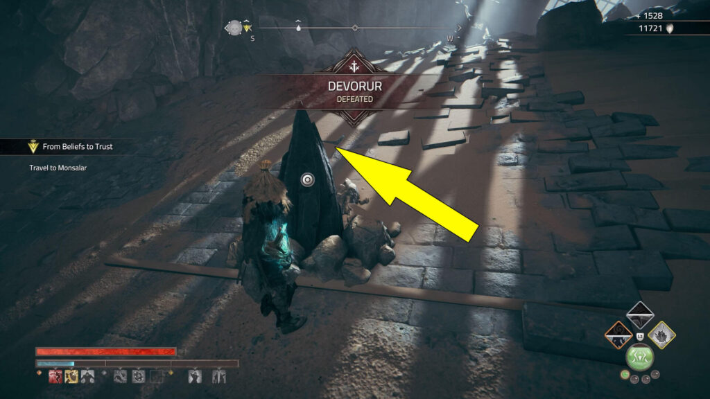 Pick up the Essence Stone after slaying Devorur