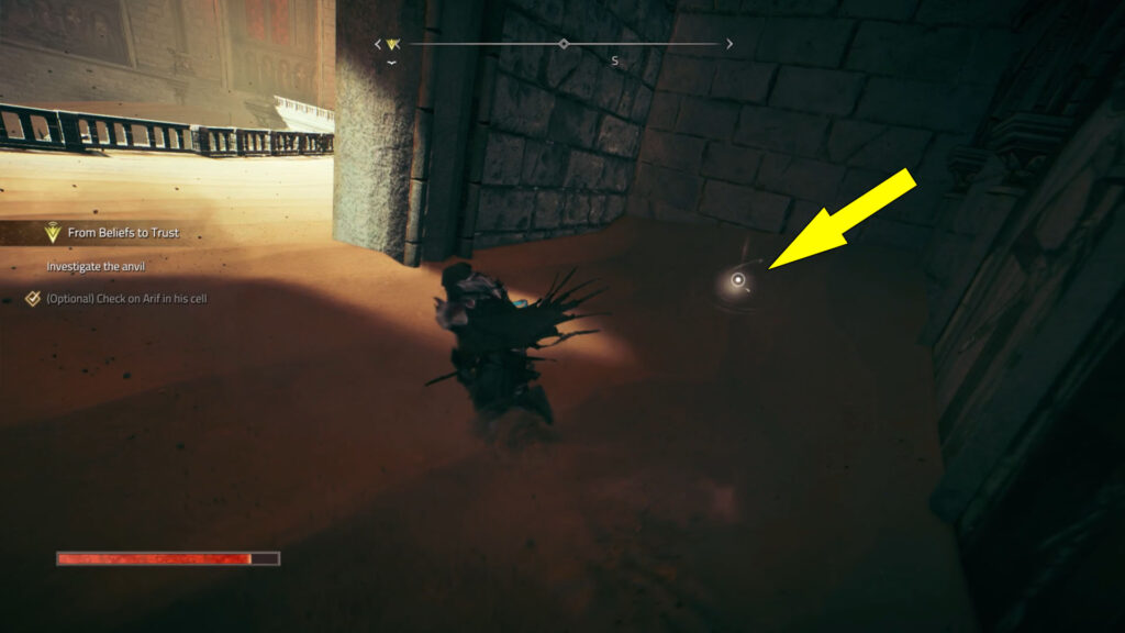 The third Atlas Fallen Knight Emblem is on the second floor of the round building.