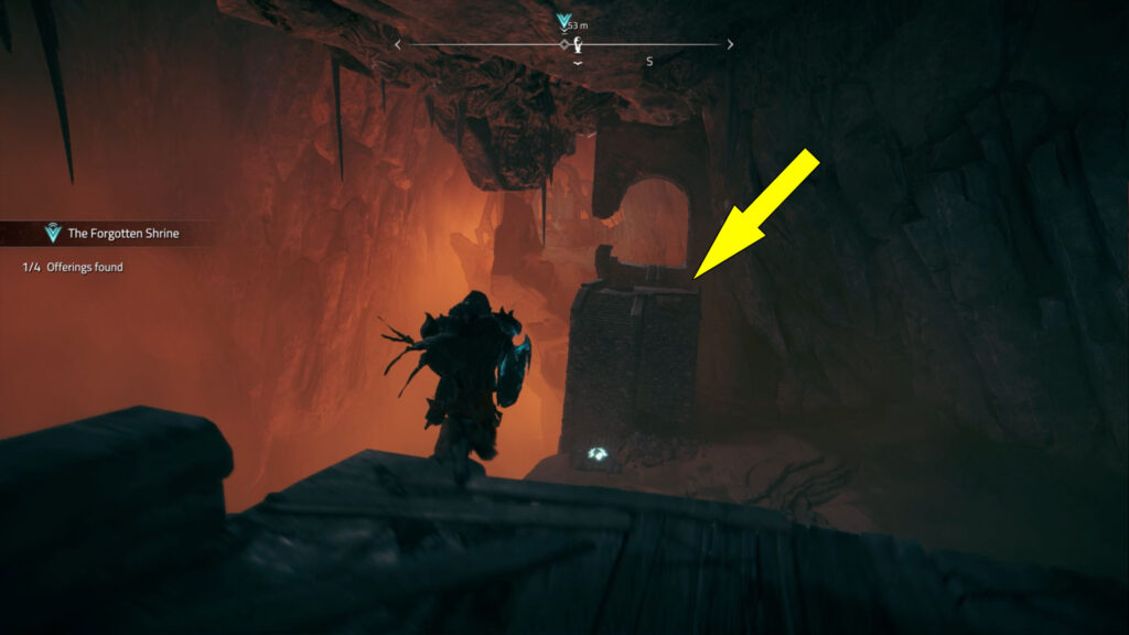 The second Atlas Fallen Forgotten Shrine Offering is ion top of some ruins.