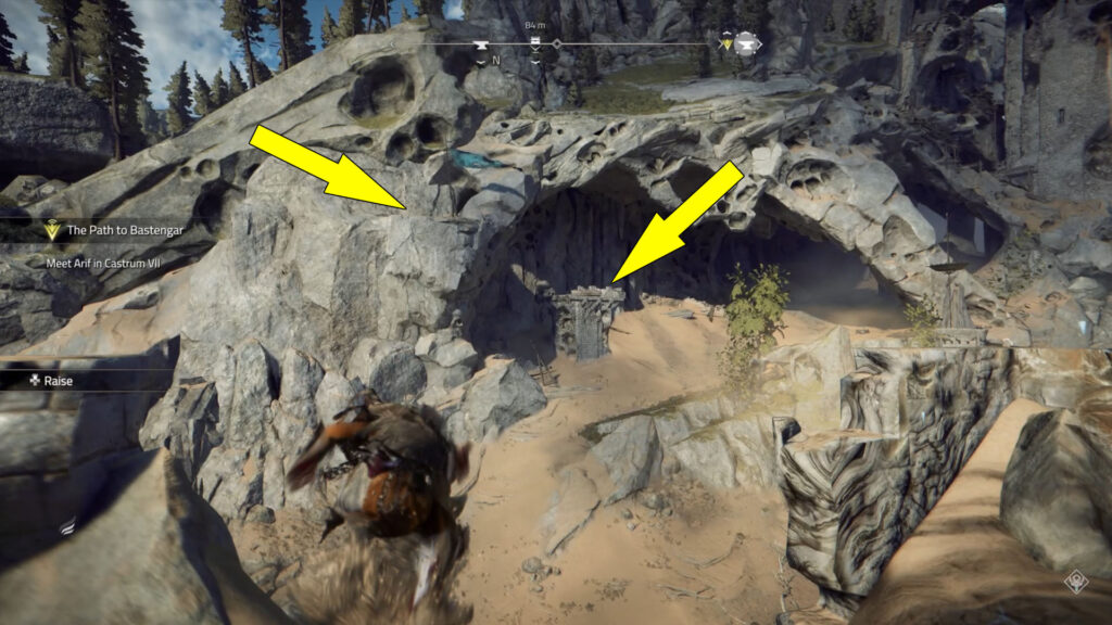 The flagpole where the chest is waiting is on the mountain