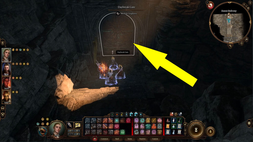 The entrance to the Secret Chamber is concealed behind a hidden door in the Inquisitor's Chamber of the Githyanki Creche, Y'llek.