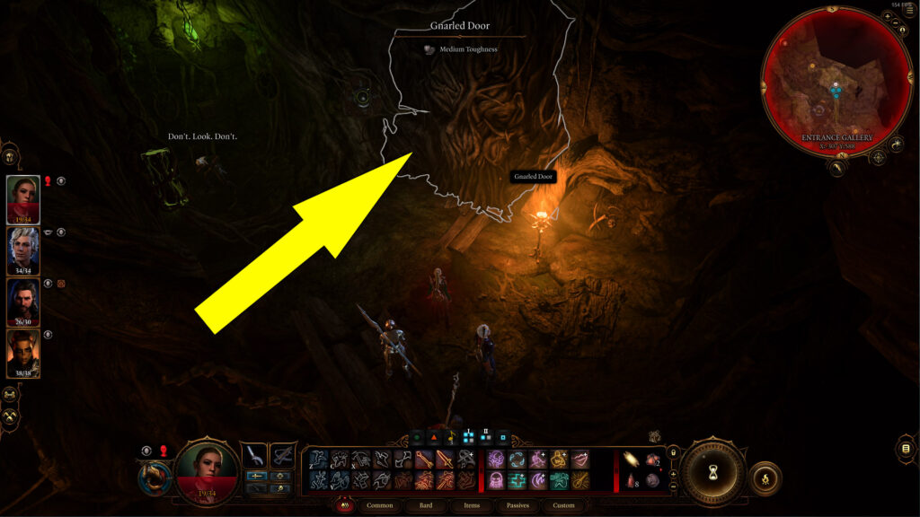 The Gnarled Door is located in the Overgrown Tunnel of the Gnarled Teahouse in Sunlit Wetlands forest.
