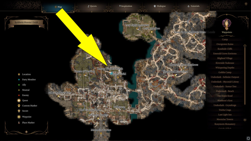 The Masons' Guild Location Map
