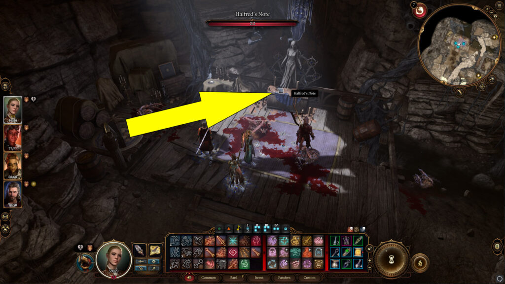 Halfred's Note Location