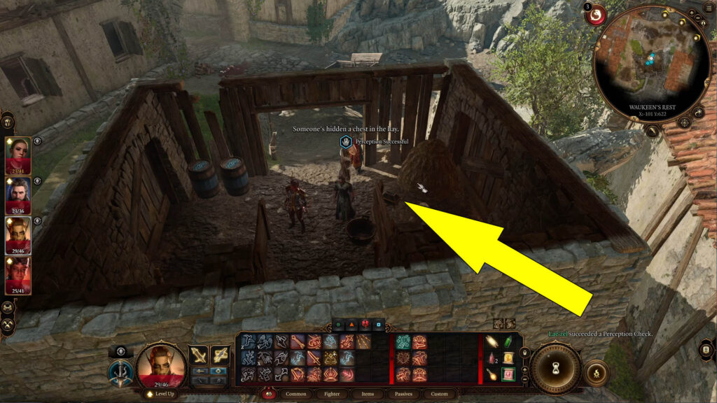You can find the hidden Gilded Chest with the Dowry Ring after you interact with the Haystack in the barn.