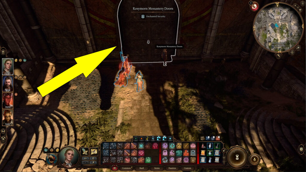 Rosymorn Monastery Doors are locked and can only be opened by pulling a lever on the other side.