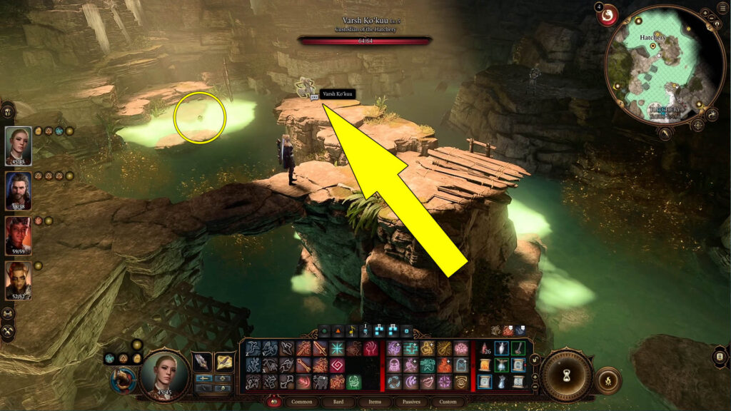 Speak with Varsh Ko'kuu, the Custodian of the Hatchery.