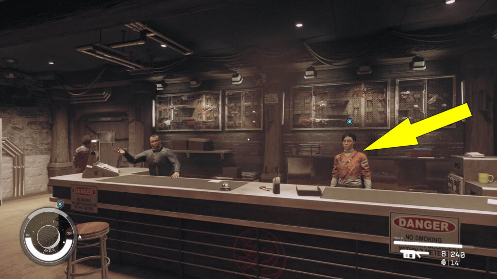 Reisha Lance is found in the Laredo Firearms shop in Akila City