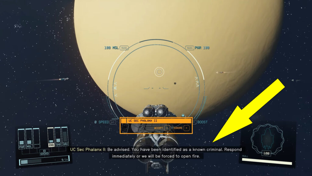 If you commit a crime, it will result in an immediate transfer to the UC Vigilance Ship for interrogation instead of being held at the local jail.