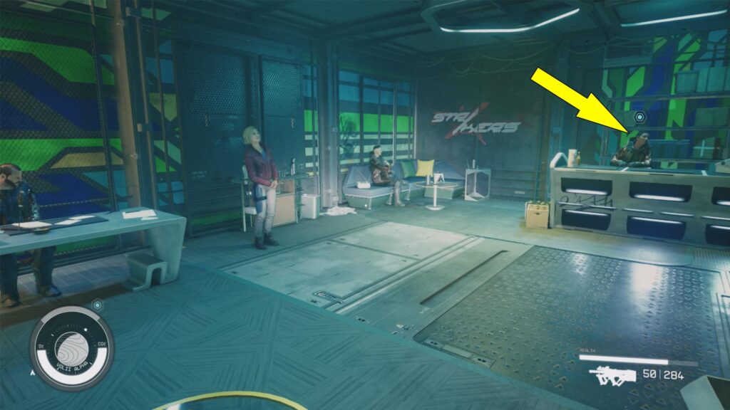 Starfield Display of Power starts by talking to Hatchet inside Madame's Sauvage's Place on Neon.