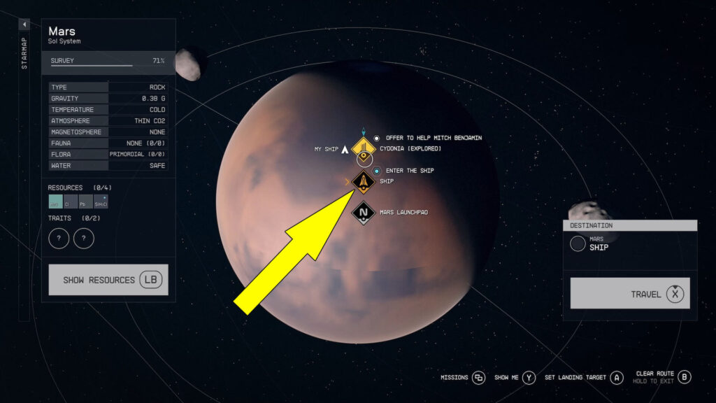 The Freighter is located on Mars