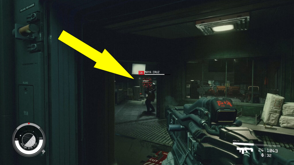 Maya Cruz can be found behind the Emergency Cuttable Wall at the top of the central structure. 