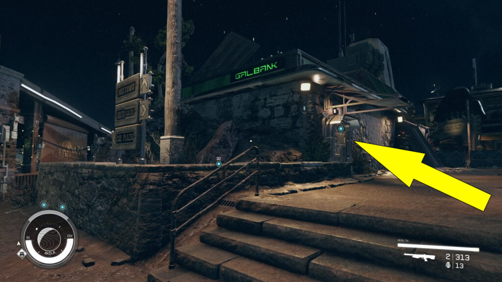 Head around the GilBank building to locate the back door and prepare yourself for a gunfight.