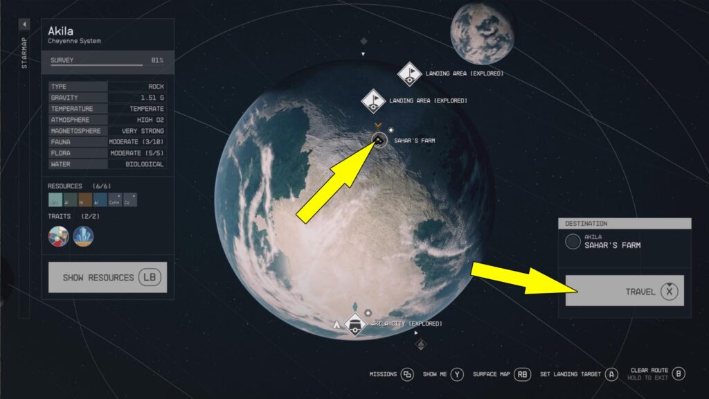 Sahar's Farm in Starfield is found on Planet Akila