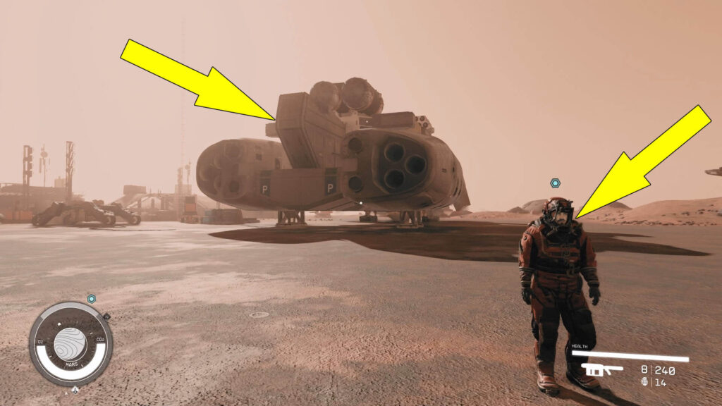 Follow Hank until he leads you to the ship with the equipment