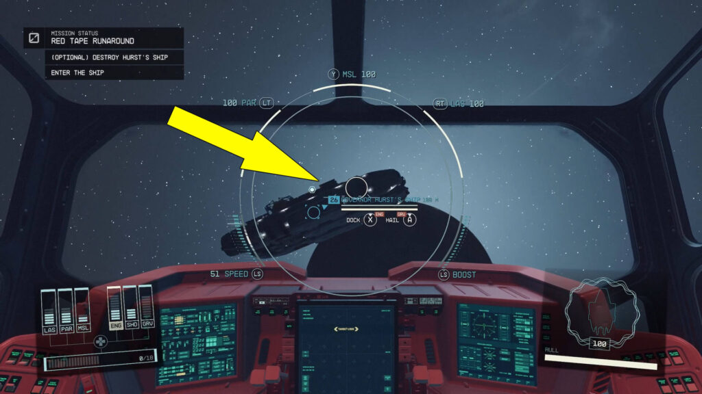 Approach the stolen ship after getting permission from the pirates to dock it