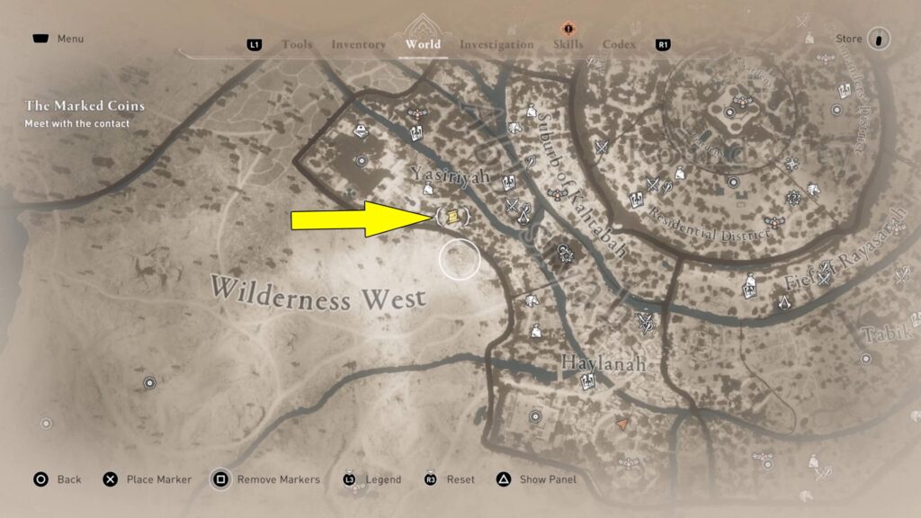 Assassin’s Creed Mirage A Challenge Enigma scroll is found southwest of the Scriptorium.