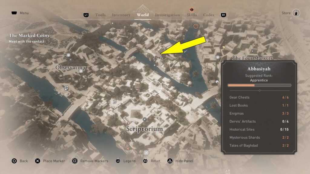 A Challenge Enigma treasure is found east of the Observatory.