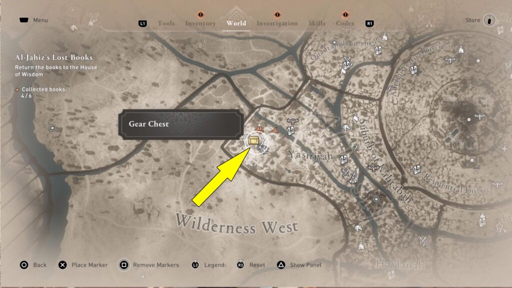 The Assassin’s Creed Mirage House of Wisdom Gear Chest is in the northwestern corner of Abbasiyah District.