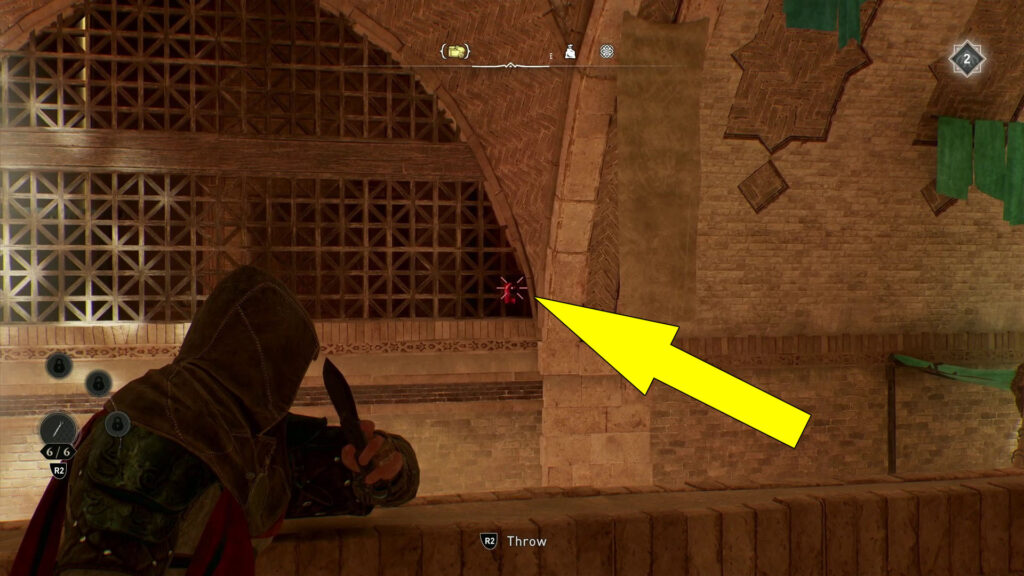 Use Throwing Knives to destroy the wooden beam blocking the door.