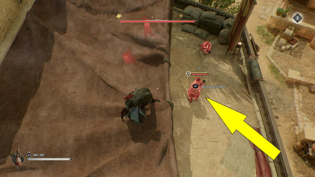 Use Eagle Vision to find the Tax Collector's Mansion Door Key on a nearby armored guard.
