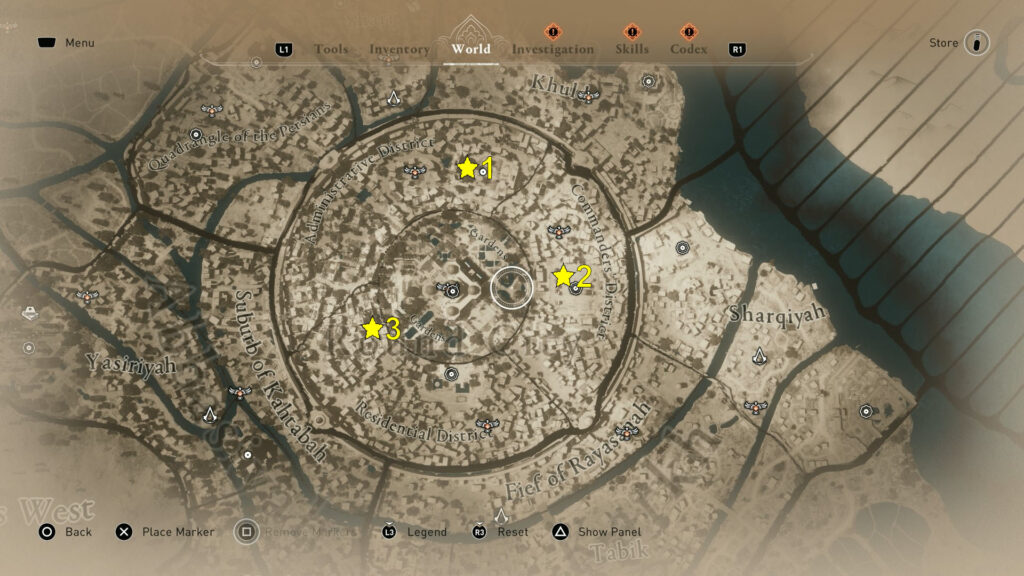 The Round City territory has three Gear Chests in its districts: Administrative, Commanders', and Residential.