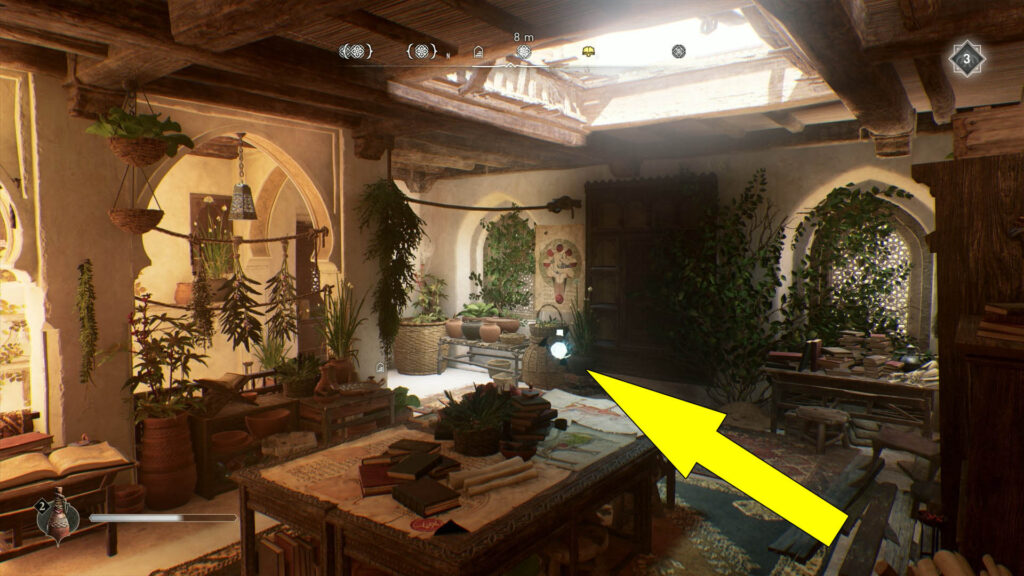 This historical site is located inside the Al-Jahiz house. Destroy the rooftop with an explosive pot to access the building.