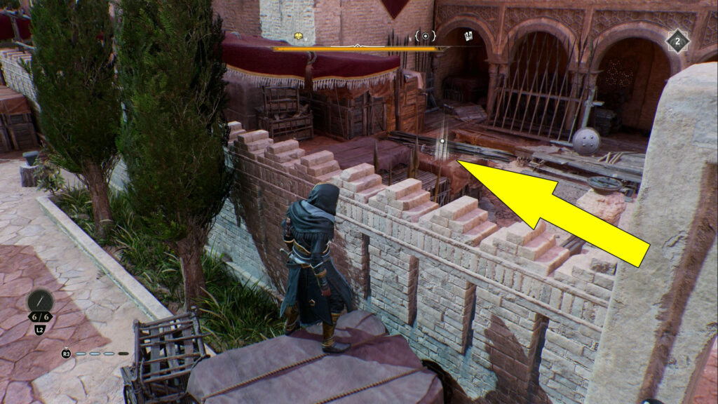 Look over the fence. The white glowing marks the hidden treasure.