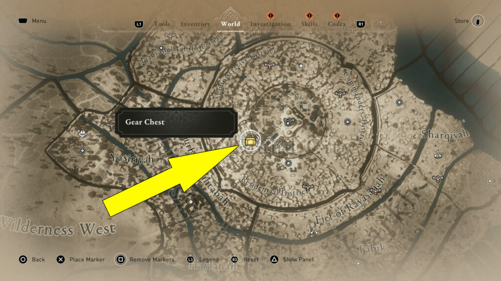 You can find this Gear Chest in the Residential District, southwest of the Palace of the Green Dome.